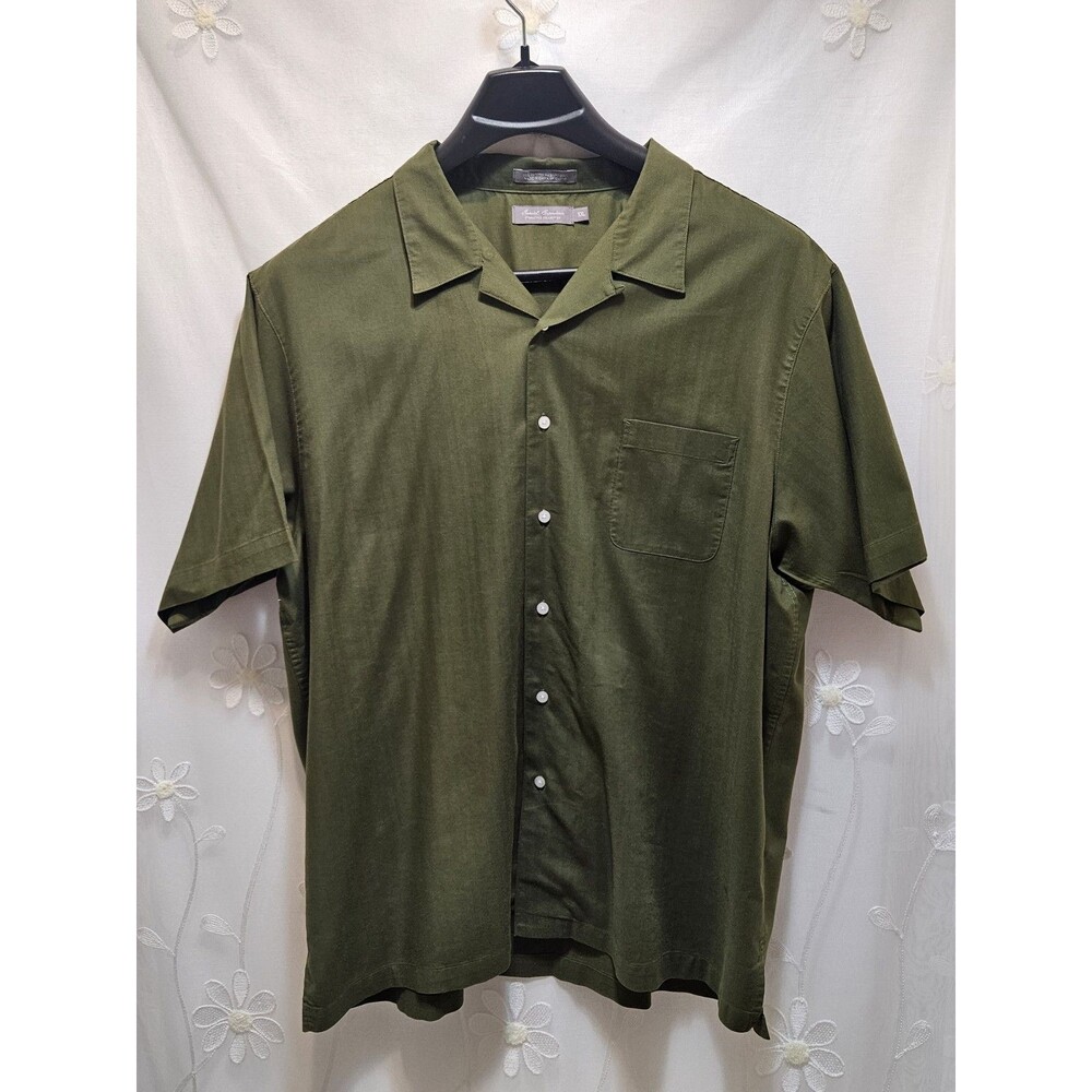 Daniel Cremieux Mens XXL Dark Green Top Work Casual Utility Button Front  Staple